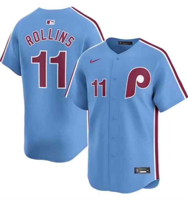 Men's Philadelphia Phillies #11 Jimmy Rollins Light Blue Alternate Limited Stitched Jersey