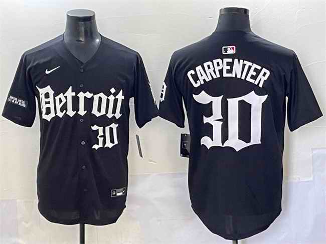 Men's Detroit Tigers #30 Kerry Carpenter Black 'Motor Gothic Edition' Vapor Premier Limited Stitched Baseball Jersey
