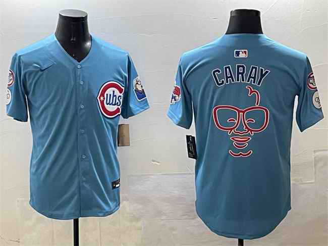 Men's Chicago Cubs Blue Harry Caray 'Holy Cow' Patch 2024/25 2nd Alternate Limited Stitched Baseball Jersey