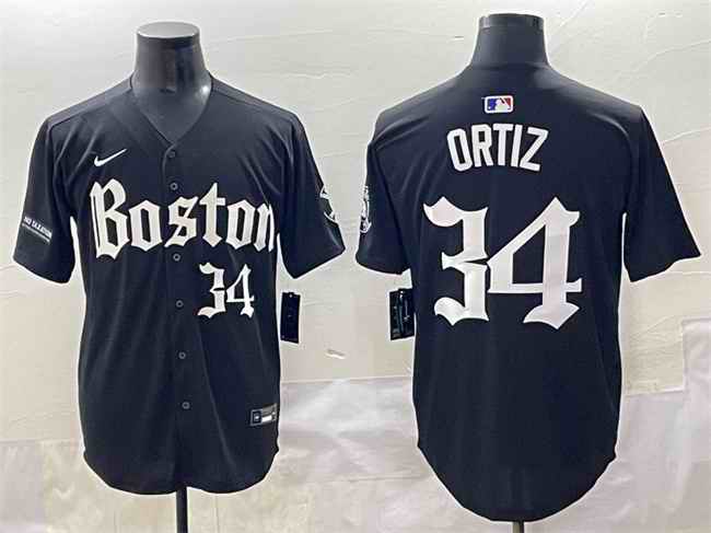 Men's Boston Red Sox #34 David Ortiz Black Gothic Vapor Limited Stitched Baseball Jersey