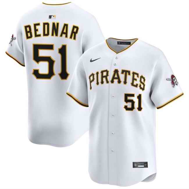 Men's Pittsburgh Pirates #51 David Bednar White 2025 Home  Limited Stitched Baseball Jersey