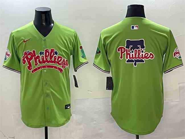 Men's Philadelphia Phillies Team Big Logo Light Green Phanatic Limited Stitched Jersey