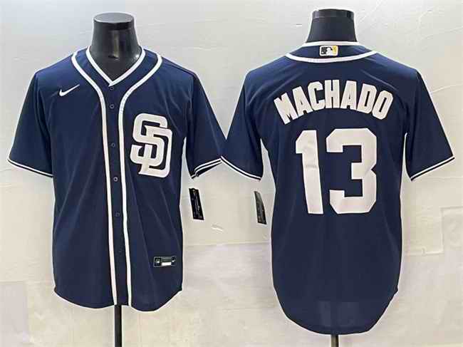 Men's San Diego Padres #13 Manny Machado Navy Cool Base Stitched Baseball Jersey