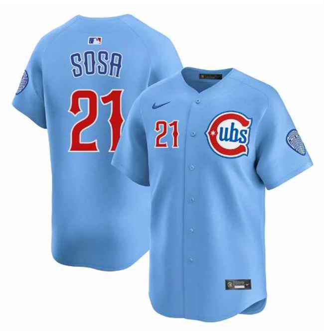 Men's Chicago Cubs #21 Sammy Sosa Blue 2024/25 2nd Alternate Limited Stitched Baseball Jersey