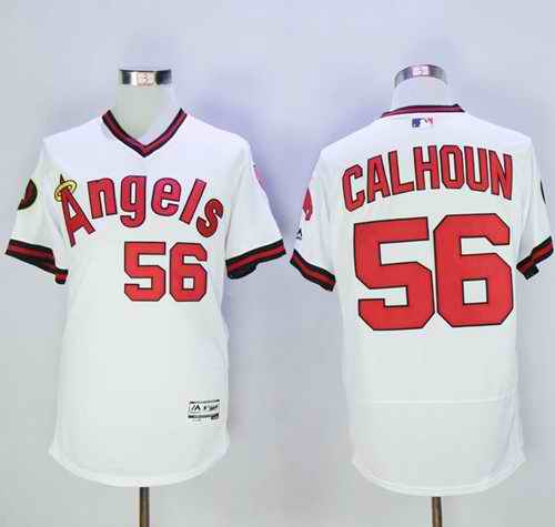 Angels of Anaheim #56 Kole Calhoun White Flexbase Collection Cooperstown Stitched Jersey