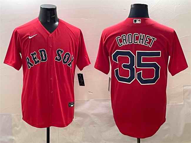 Men's Boston Red Sox #35 Garrett Crochet Red Cool Base Stitched Baseball Jersey