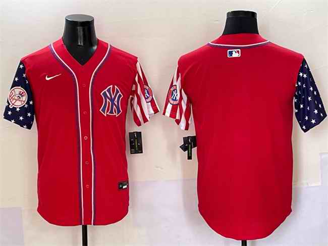 Men's New York Yankees Blank Red American Style Limited Stitched Baseball Jersey