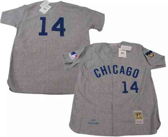 Men's Chicago Cubs #14 Ernie Banks Gray 1969 Stitched Baseball Jersey