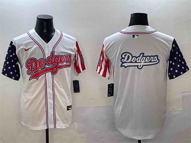 Men's Los Angeles Dodgers Team Big Logo White American Style Limited Stitched Baseball Jersey