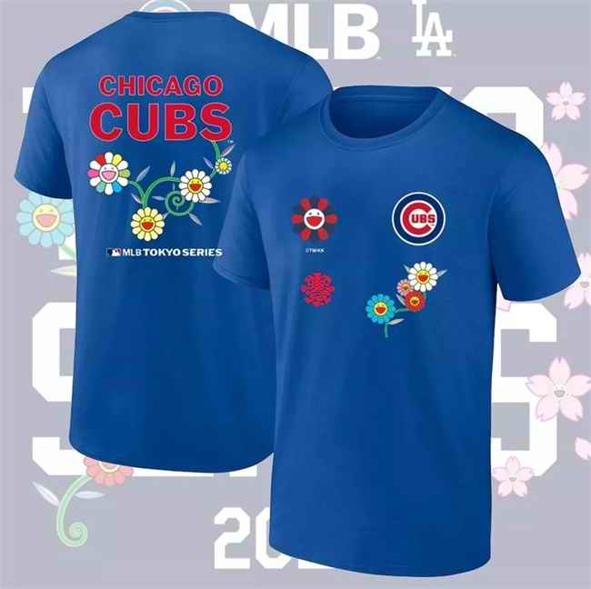 Men's Chicago Cubs Blue 2025 Tokyo Series T-Shirt
