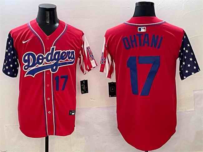 Men's Los Angeles Dodgers #17 Shohei Ohtani Red American Style Limited Stitched Baseball Jersey