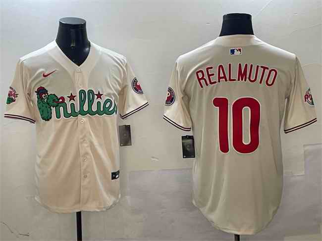 Men's Philadelphia Phillies #10 J.T. Realmuto Cream Phanatic Limited Stitched Jersey