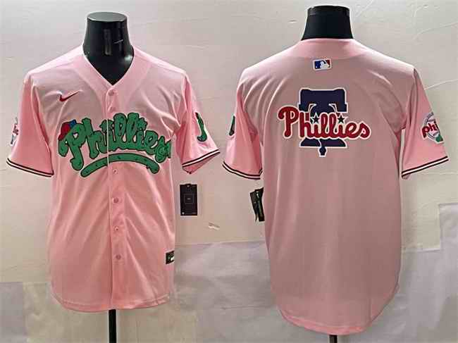 Men's Philadelphia Phillies Team Big Logo Pink Phanatic Limited Stitched Jersey