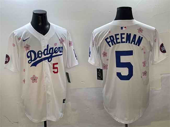 Men's Los Angeles Dodgers #5 Freddie Freeman White 2025 Tokyo Series Limited Stitched Baseball Jersey