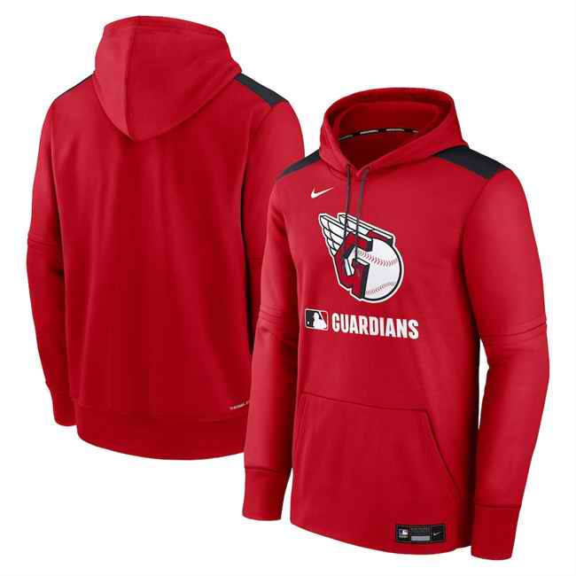 Men's Cleveland Guardians Red Collection Performance Pullover Hoodie