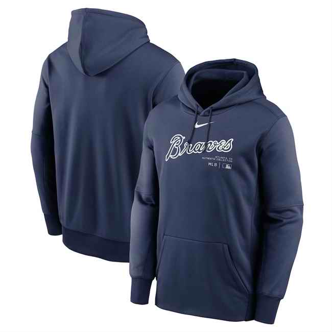 Men's Atlanta Braves Navy Collection Practice Performance Pullover Hoodie