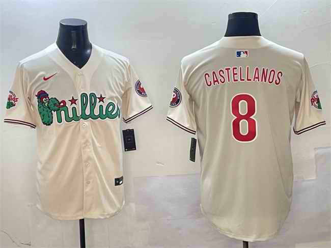 Men's Philadelphia Phillies #8 Nick Castellanos Cream Phanatic Limited Stitched Jersey