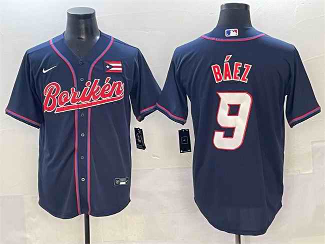 Men's Puerto Rico Baseball #9 Javier B