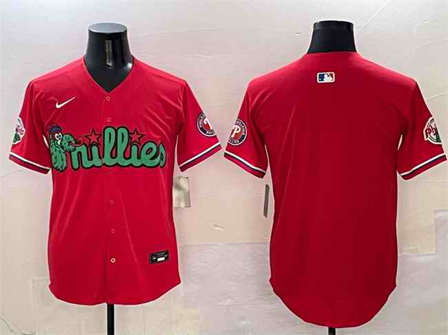 Men's Philadelphia Phillies Blank Red Phanatic Limited Stitched Jersey