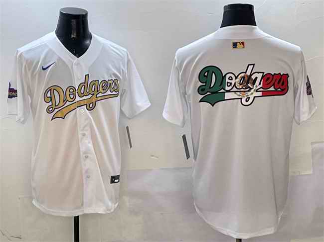 Men's Los Angeles Dodgers Team Big Logo White 2025 Gold Collection Limited Stitched Baseball Jersey 001
