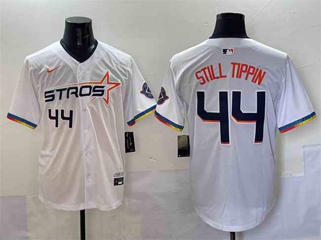 Men's Houston Astros #44 Still Tippin White 2025 City Connect Limited Stitched Baseball Jersey