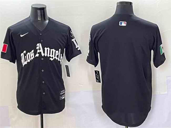 Men's Los Angeles Dodgers Blank Black Mexico 2025 LA Gothic Style With Fernando Patch Vapor Premier Limited Stitched Baseball Jersey