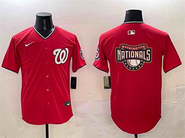 Men's Washington Nationals Team Big Logo Red Limited Stitched Baseball Jersey