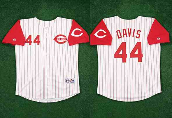 Men's Cincinnati Reds #44 Eric Davis White 1996 Home Stitched Baseball Jersey