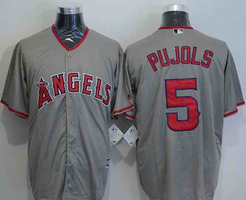 Angels of Anaheim #5 Albert Pujols Grey New Cool Base Stitched Jersey