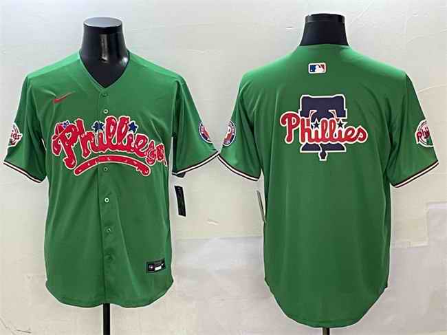 Men's Philadelphia Phillies Team Big Logo Green Phanatic Limited Stitched Jersey