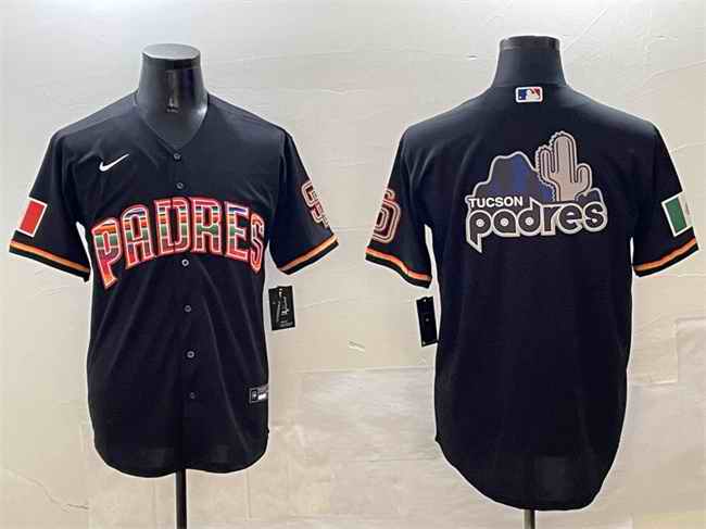 Men's San Diego Padres Team Big Logo Black Mexico Cool Base Stitched Baseball Jersey