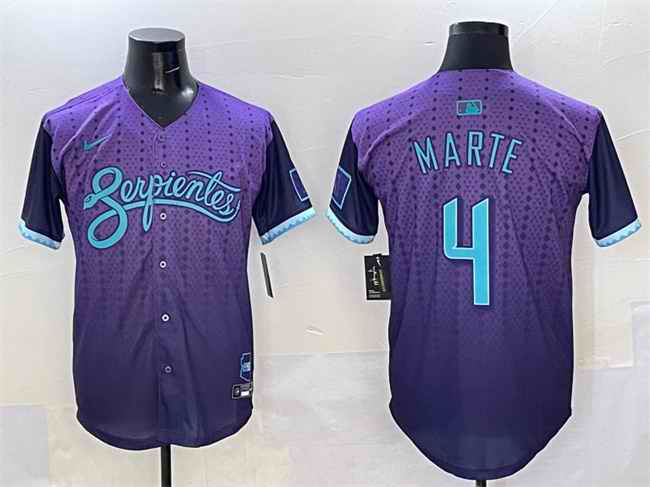 Men's Arizona Diamondbacks #4 Ketel Marte Purple 2025 City Connect Limited Stitched Baseball Jersey