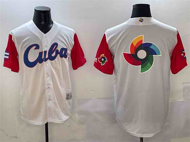 Men's Cuba Baseball White World Baseball Big Logo Classic Stitched Jersey