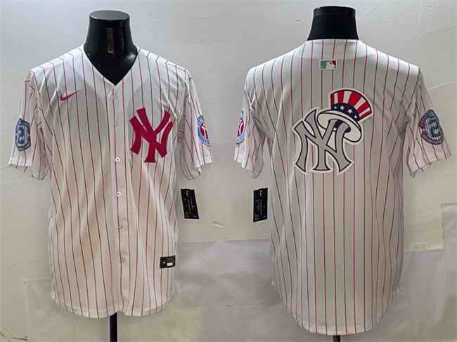 Men's New York Yankees Team Big Logo Pink With Patch Limited Stitched Baseball Jersey 002