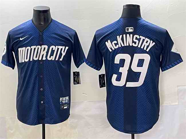 Men's Detroit Tigers #39 Zach McKinstry 2024 Navy City Connect Cool Base Limited Stitched Jersey