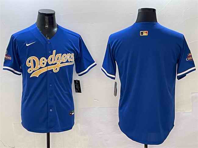 Men's Los Angeles Dodgers Blank Royal 2025 Gold Collection Limited Stitched Baseball Jersey 001
