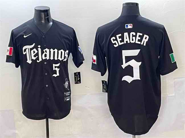 Men's Texas Rangers #5 Corey Seager Black Mexico 2025 Vapor Premier Limited Stitched Baseball Jersey