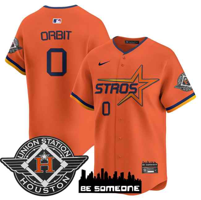 Men's Houston Astros #0 Orbit Orange 2025 City Connect Limited Stitched Baseball Jersey