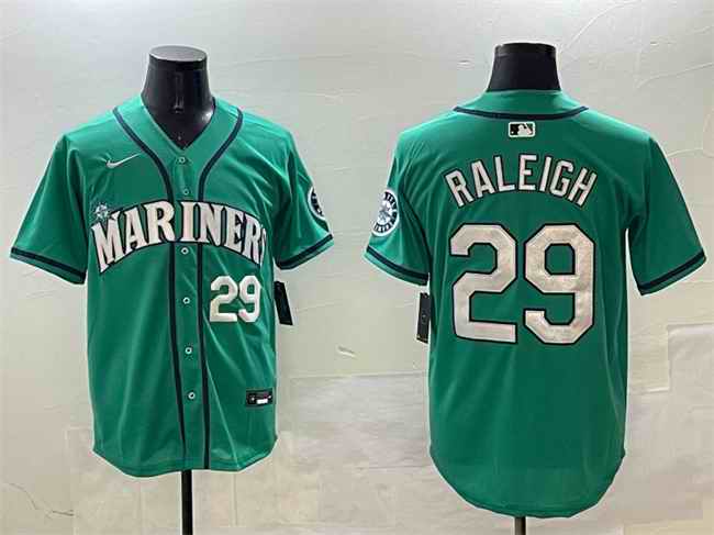 Men's Seattle Mariners #29 Cal Raleigh Aqua Limited Stitched jersey