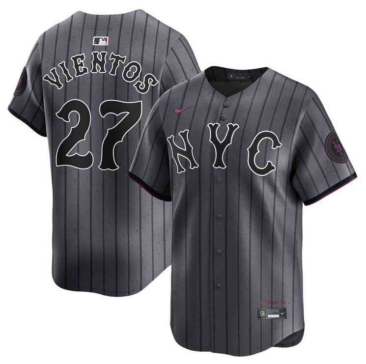 Men's New York Mets #27 Mark Vientos Graphite City Connect Limited Stitched Baseball Jersey