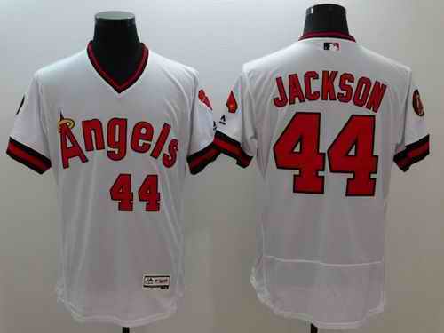 Angels of Anaheim #44 Reggie Jackson White Flexbase Collection Cooperstown  Stitched Jersey