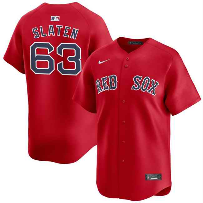 Men's Boston Red Sox #63 Justin Slaten Red 2025 Alternate Limited Stitched Baseball Jersey