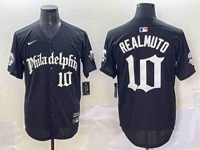 Men's Philadelphia Phillies #10 J.T. Realmuto Black Gothic Vapor Limited Stitched Jersey
