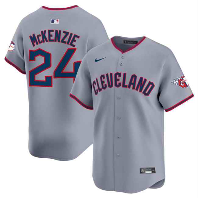 Men's Cleveland Guardians #24 Triston McKenzie Grey 2025 Alternate Limited Stitched Baseball Jersey