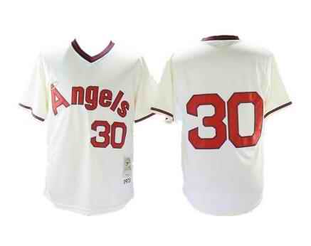 Men's Los Angeles Angels #30 Nolan Ryan Cream Throwback Stitched Baseball Jersey