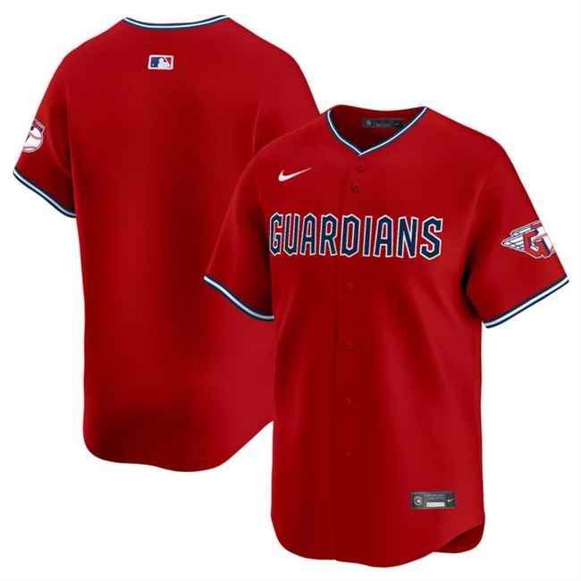 Men's Cleveland Guardians Blank Red Alternate Limited Stitched Baseball Jersey