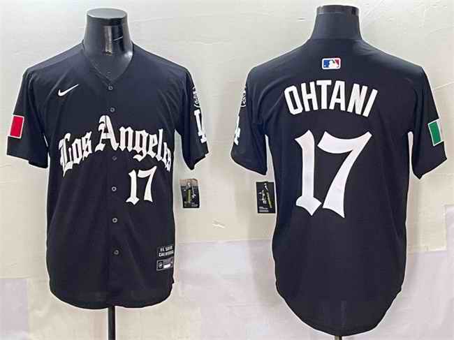 Men's Los Angeles Dodgers #17 Shohei Ohtani Black Mexico 2025 LA Gothic Style With Fernando Patch Vapor Premier Limited Stitched Baseball Jersey