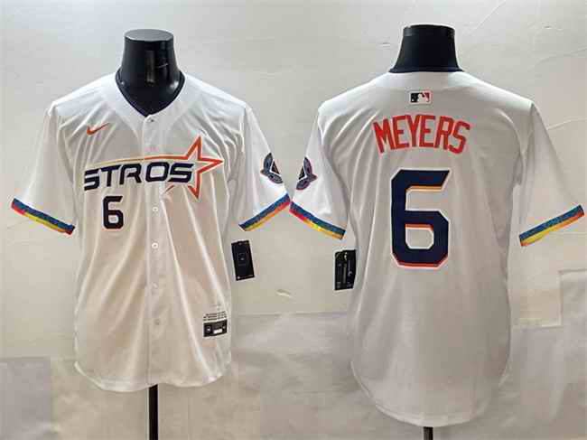 Men's Houston Astros #6 Jake Meyers White 2025 City Connect Limited Stitched Baseball Jersey