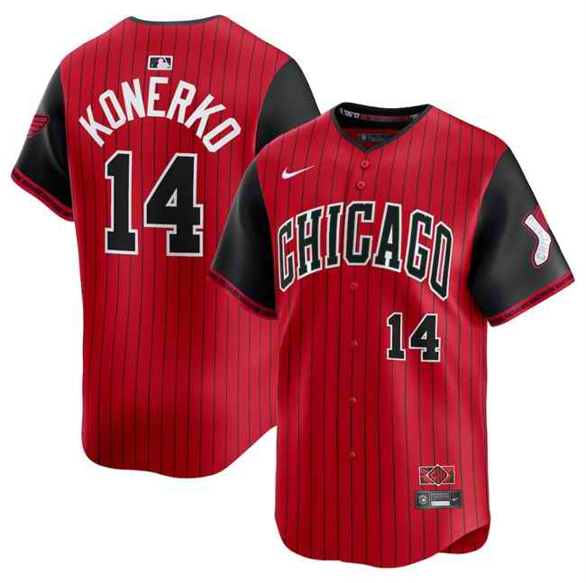 Men's Chicago White Sox #14 Paul Konerko Red/Black 2025 City Connect Limited Stitched Baseball Jersey