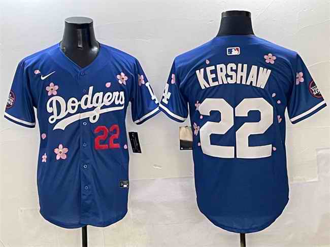 Men's Los Angeles Dodgers #22 Clayton Kershaw Royal 2025 Tokyo Series Limited Stitched Baseball Jersey